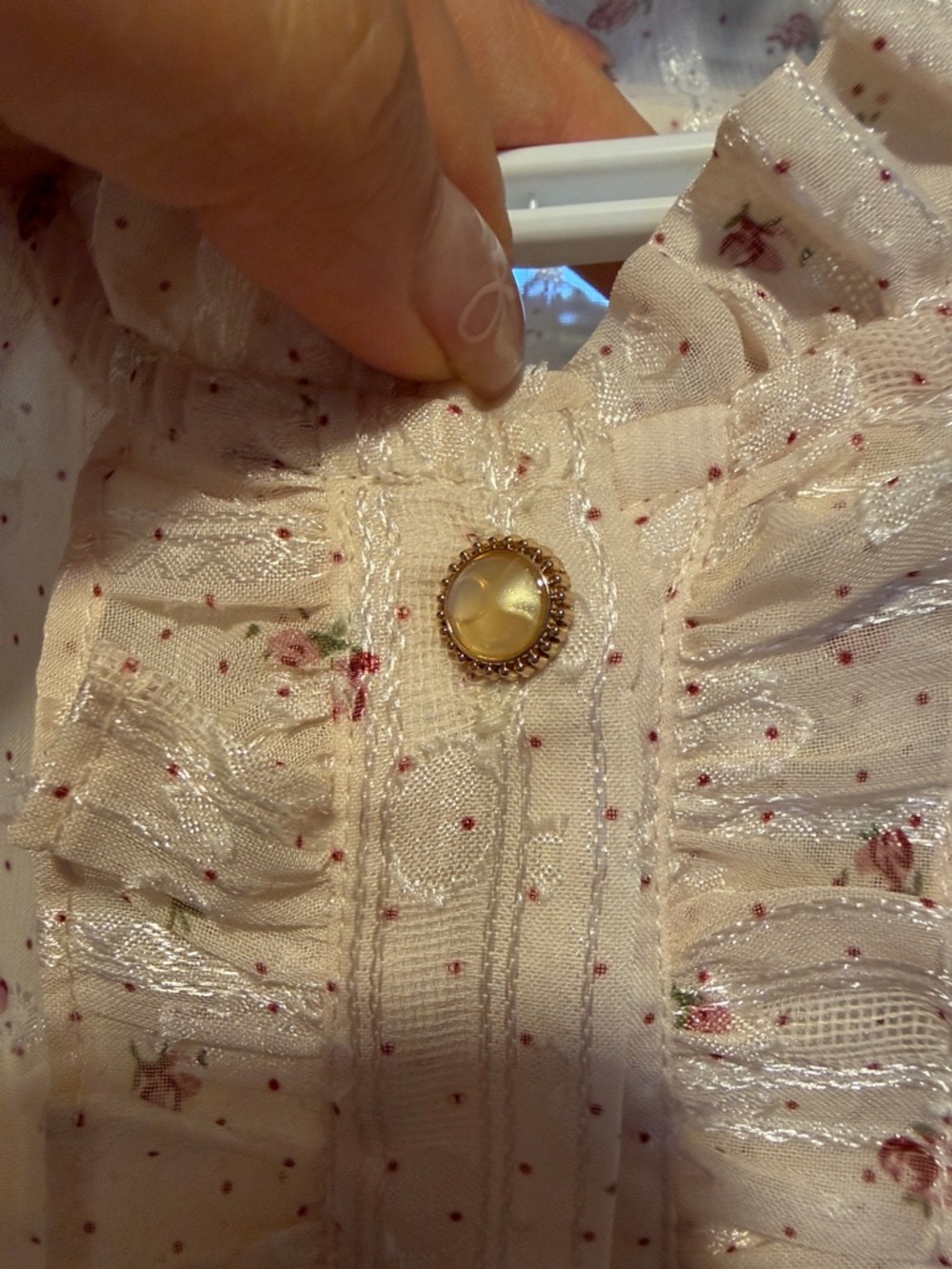 Sheer Ruffle Button-Front Floral Tunic Dress - Light Peach - Picture 3 of 3